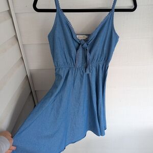 Molly Bracken Denim Blue Dress with Lace Detail